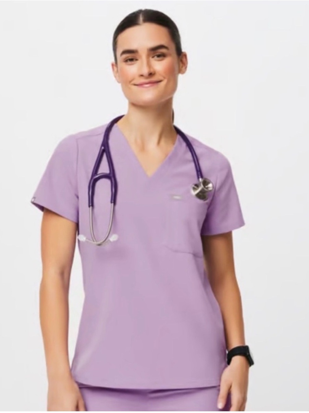 Figs Scrub Women's Small – Catarina Top- Lavender Dew Light Purple EUC PO#3323